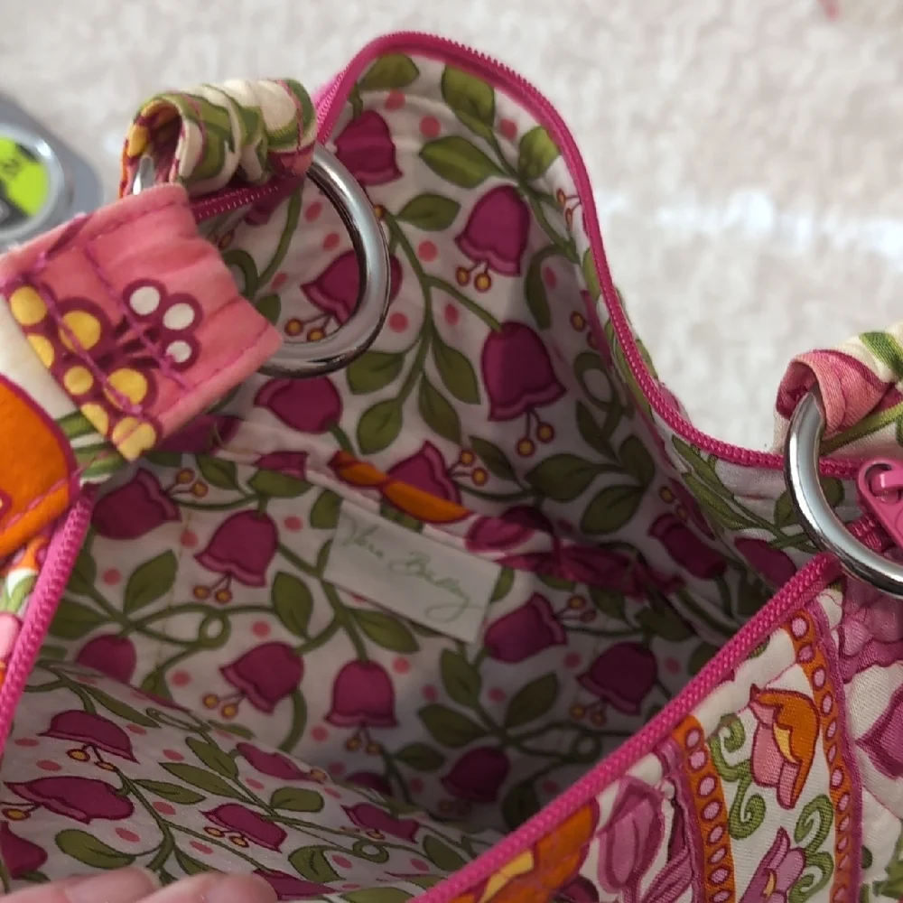 Vera Bradley Floral Pink and Orange Quilted Shoulder Bag - Picture 3 of 3